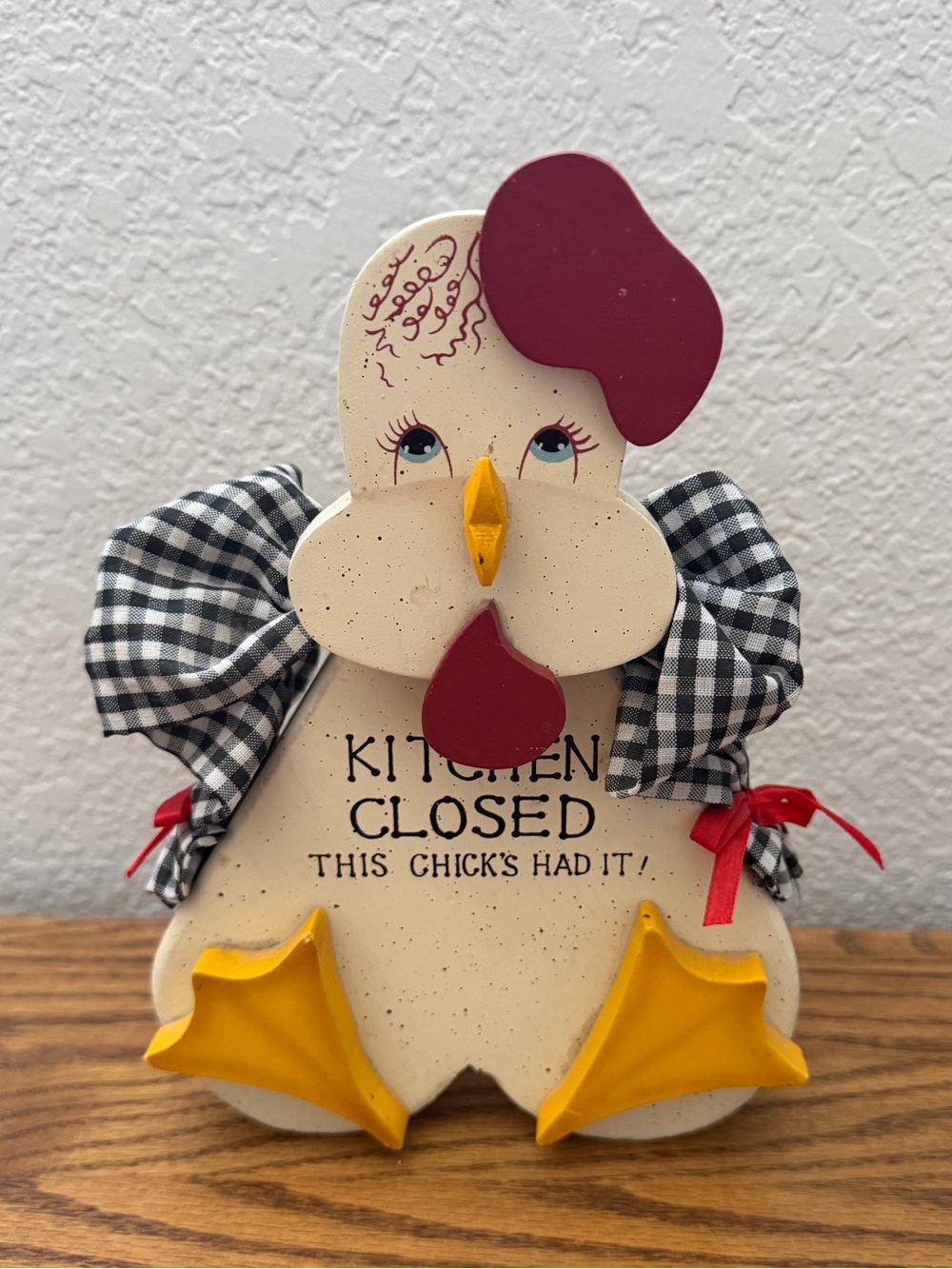 Cream, Yellow and Red Decorative Chicken Kitchen Sign - Kitchen Closed